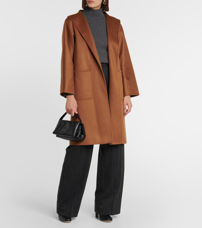 Shop Max Mara Lilia Cashmere Wrap Coat In Brown