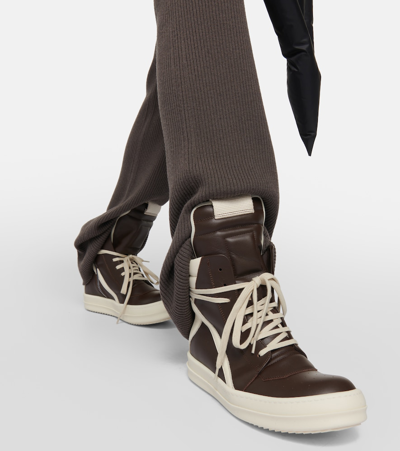 Shop Rick Owens Geobasket Leather High-top Sneakers In Multicoloured