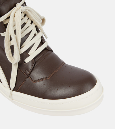 Shop Rick Owens Geobasket Leather High-top Sneakers In Multicoloured