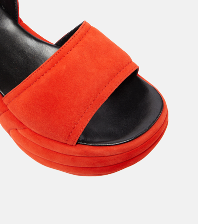 Shop Pucci Ami Suede Wedge Platform Sandals In Orange