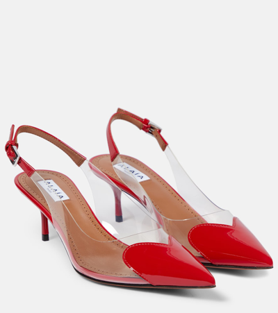 Shop Alaïa Le Caur Leather And Pu Slingback Pumps In Red