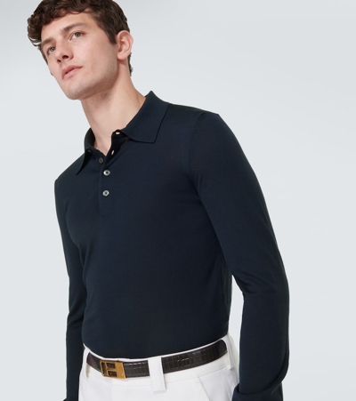 Shop Tom Ford Wool Polo Shirt In Blue