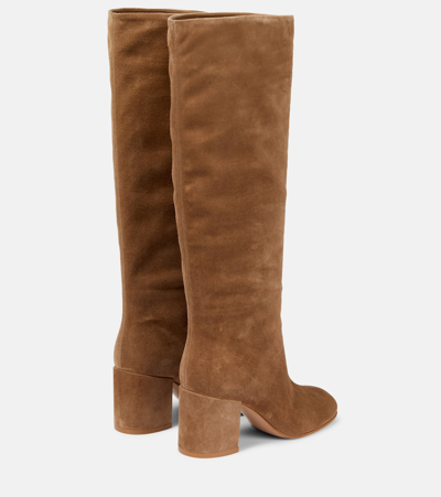 Shop Gianvito Rossi Suede Leather Knee-high Boots In Beige