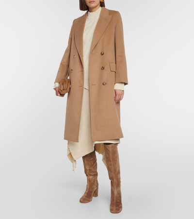 Shop Gianvito Rossi Suede Leather Knee-high Boots In Beige