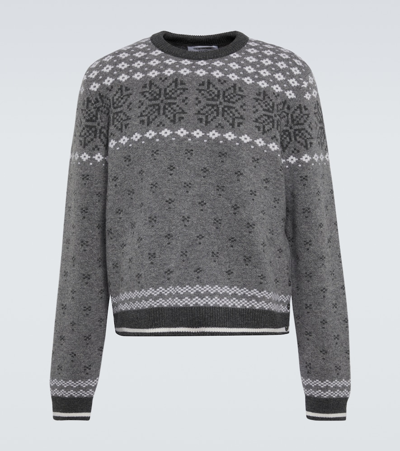 Shop Thom Browne Jacquard Wool Sweater In Grey