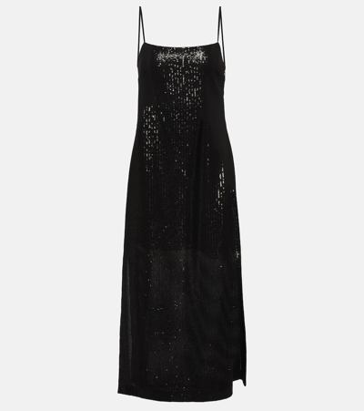 Shop Max Mara Alias Sequined Georgette Maxi Dress In Black