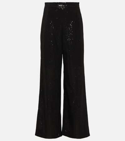 Shop Max Mara Stelvio Sequined Georgette Pants In Black