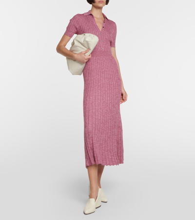 Shop Gabriela Hearst Pleated Cashmere And Silk Midi Dress In Pink