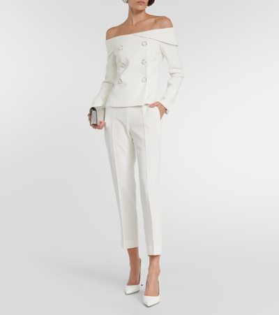 Shop Max Mara Bridal Off-shoulder Cady Blazer In White