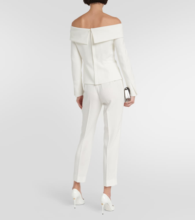 Shop Max Mara Bridal Off-shoulder Cady Blazer In White
