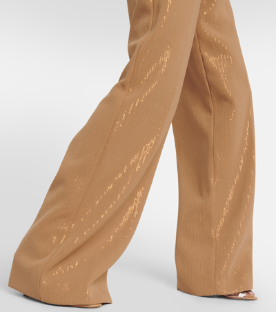 Shop Max Mara Stelvio Sequined Georgette Pants In Brown