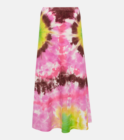 Shop Gabriela Hearst Tie-dye Silk And Cashmere Midi Skirt In Multicoloured