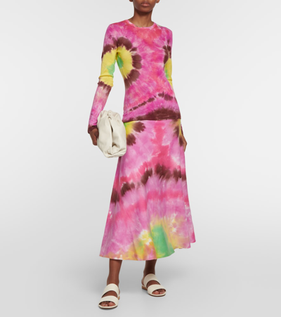 Shop Gabriela Hearst Tie-dye Silk And Cashmere Midi Skirt In Multicoloured