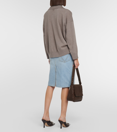 Shop Bottega Veneta Wool Polo Sweater In Brown