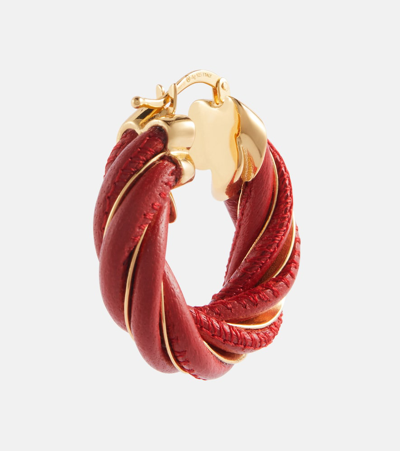 Shop Bottega Veneta Twist 18kt Gold-plated Hoop Earrings In Red