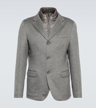 Shop Herno Layered Cashmere Blazer In Grey
