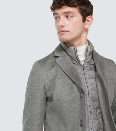 Shop Herno Layered Cashmere Blazer In Grey
