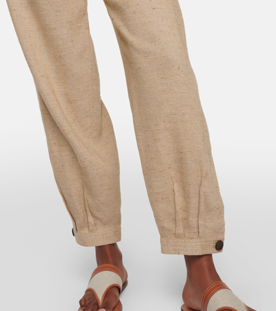 Shop Loro Piana Linen, Cashmere, And Silk Pants In Beige