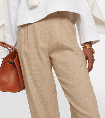 Shop Loro Piana Linen, Cashmere, And Silk Pants In Beige