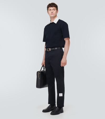 Shop Thom Browne Cotton Polo Shirt In Blue