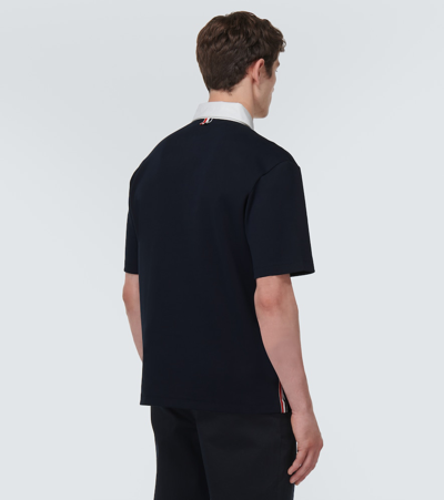 Shop Thom Browne Cotton Polo Shirt In Blue