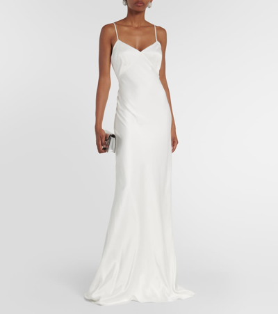 Shop Max Mara Bridal Selce Satin Slip Dress In White