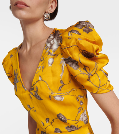 Erdem Floral-printed Midi Dress In Yellow