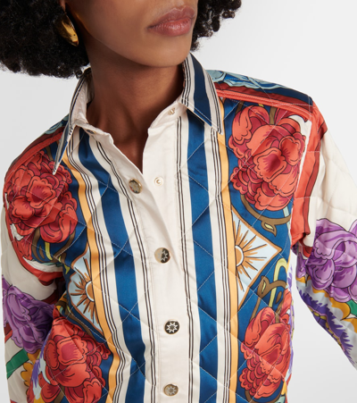 Shop La Doublej Edie Printed Quilted Twill Jacket In Multicoloured