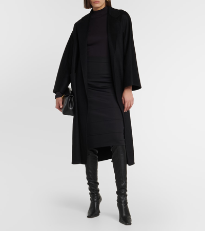 Shop Max Mara Ennio Jersey Midi Skirt In Black