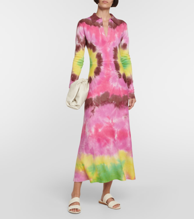 Shop Gabriela Hearst Tie-dye Cashmere And Silk Midi Dress In Multicoloured