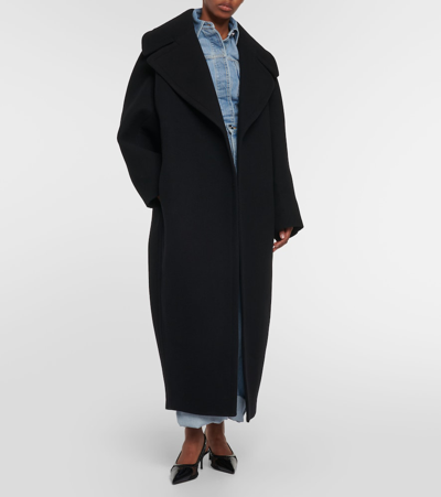 Shop Alaïa Cocoon Wrap Wool Coat In Black