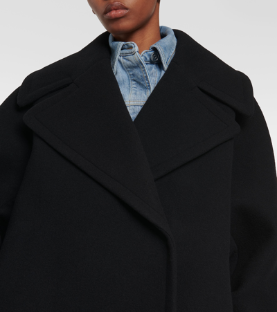 Shop Alaïa Cocoon Wrap Wool Coat In Black