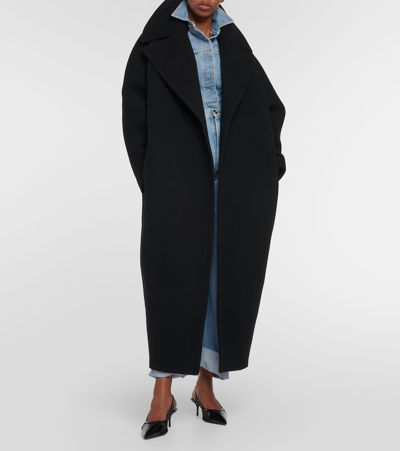 Shop Alaïa Cocoon Wrap Wool Coat In Black