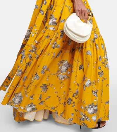 Shop Erdem Floral Cotton Maxi Dress In Yellow