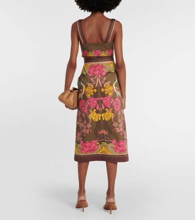 Shop La Doublej Baia Printed Cotton-blend Midi Skirt In Multicoloured