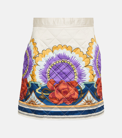 Shop La Doublej Edie Printed Quilted Twill Miniskirt In Multicoloured