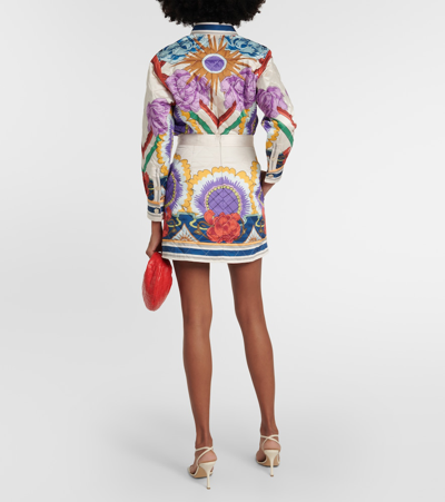 Shop La Doublej Edie Printed Quilted Twill Miniskirt In Multicoloured