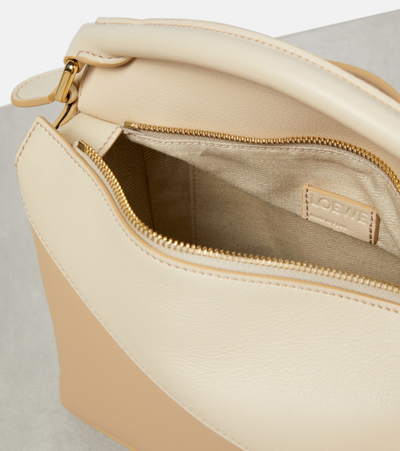 Shop Loewe Puzzle Small Leather Shoulder Bag In Beige