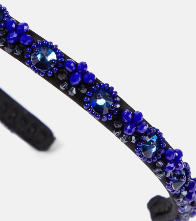 Erdem Embellished Silk Headband In Black