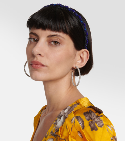 Erdem Embellished Silk Headband In Black