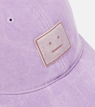 Shop Acne Studios Face Cotton Baseball Cap In Purple