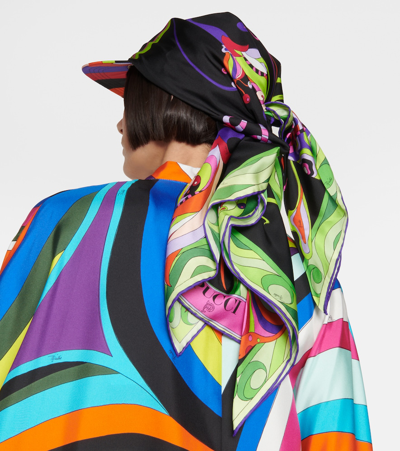 Shop Pucci Printed Silk Twill Cap In Multicoloured