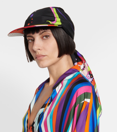 Shop Pucci Printed Silk Twill Cap In Multicoloured