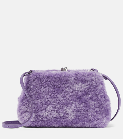 Shop Jil Sander Goji Micro Shearling Shoulder Bag In Purple