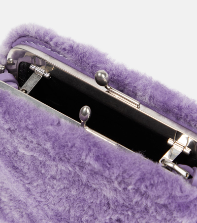 Jil Sander Goji Micro Shearling Shoulder Bag In Purple
