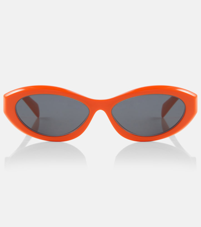 Shop Prada Symbole Oval Sunglasses In Orange