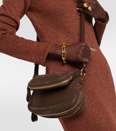 Tom Ford Jennifer Small Suede Shoulder Bag In Brown