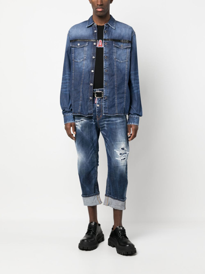 Shop Dsquared2 Faded Denim Shirt In Blau