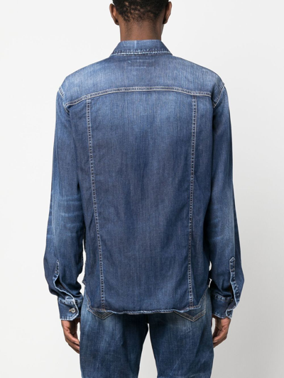 Shop Dsquared2 Faded Denim Shirt In Blau