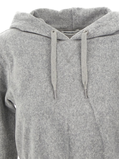 Shop Alexander Wang T Stretch Corduady Cropped Hoodie In Grey
